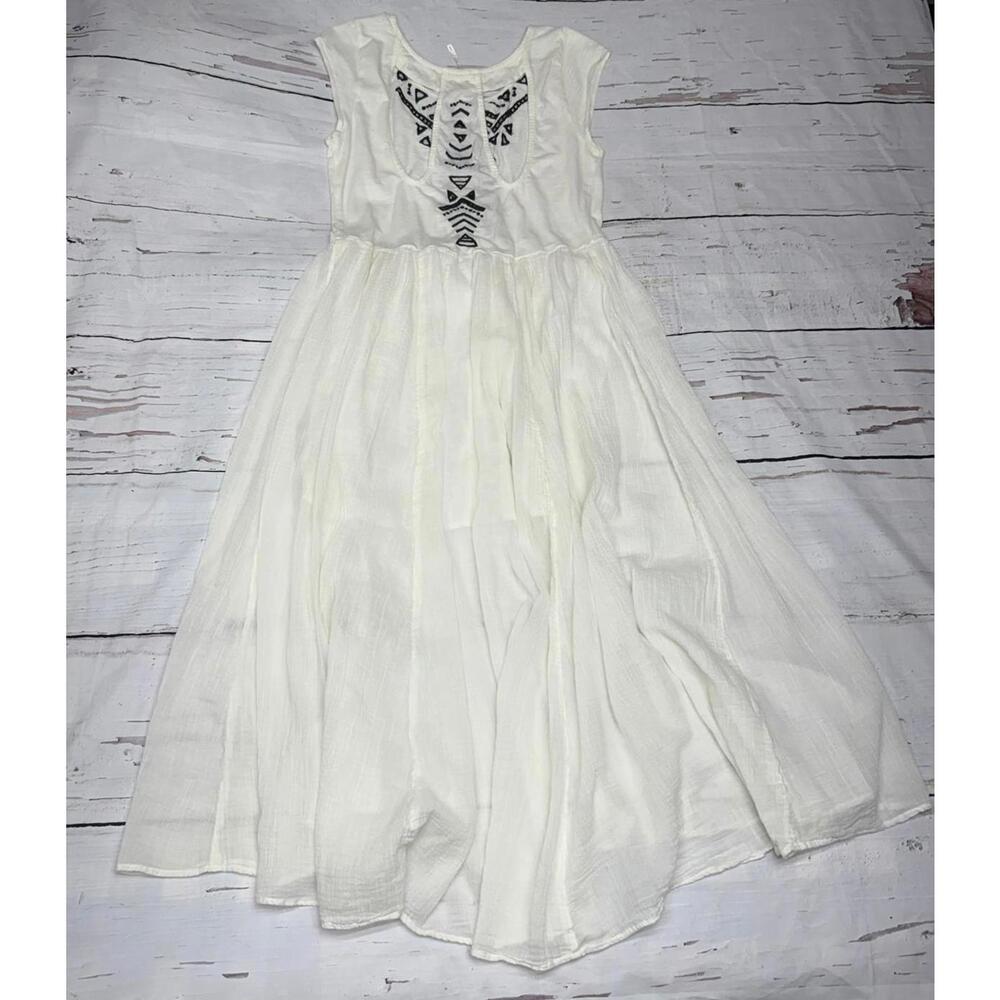 Free People Maxi Dress Embroidered Cotton Ivory Medium Boho Festival - Picture 2 of 10